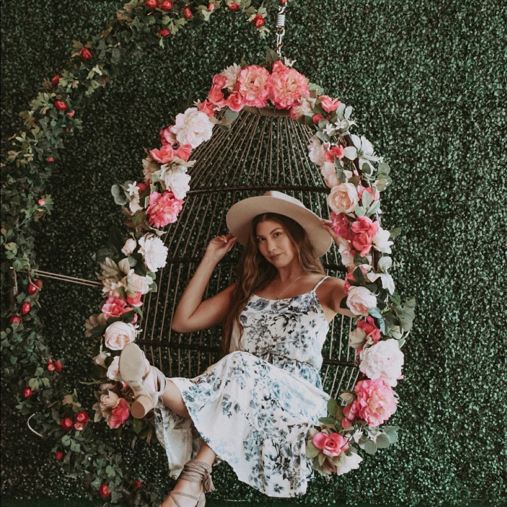 Blue floral midi dress